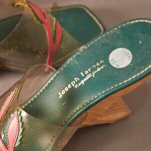 1950s Boomerang Heel Clear Plastic Pink and Green Detail Heels Shoes